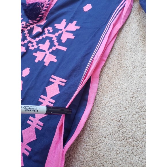 Nwt Frances Valentine Stephanie Tunic Dress Navy Pink Women's Size S Embroidery - Picture 4 of 9
